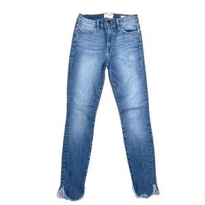 Frame Le High Skinny Frayed Curved Hem Jean Size 27